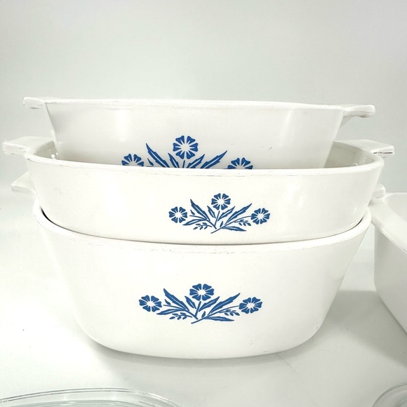 Vintage Corning Ware Blue Cornflower 4 pc set Casserole Baking Dishes with lids - Picture 2 of 14